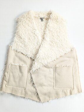 Falls Creek Faux Shearling Sherpa Vest Size L/XL Ivory